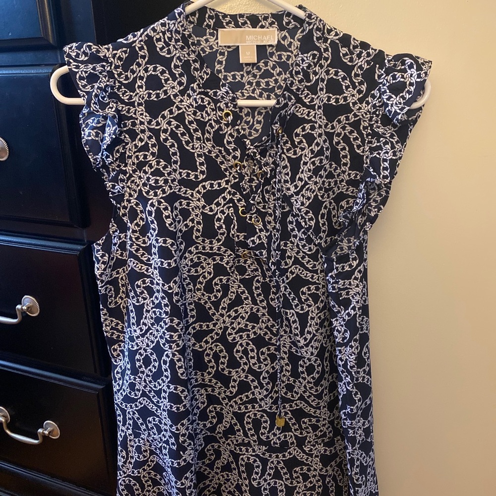 Blue and white Michael Kors blouse